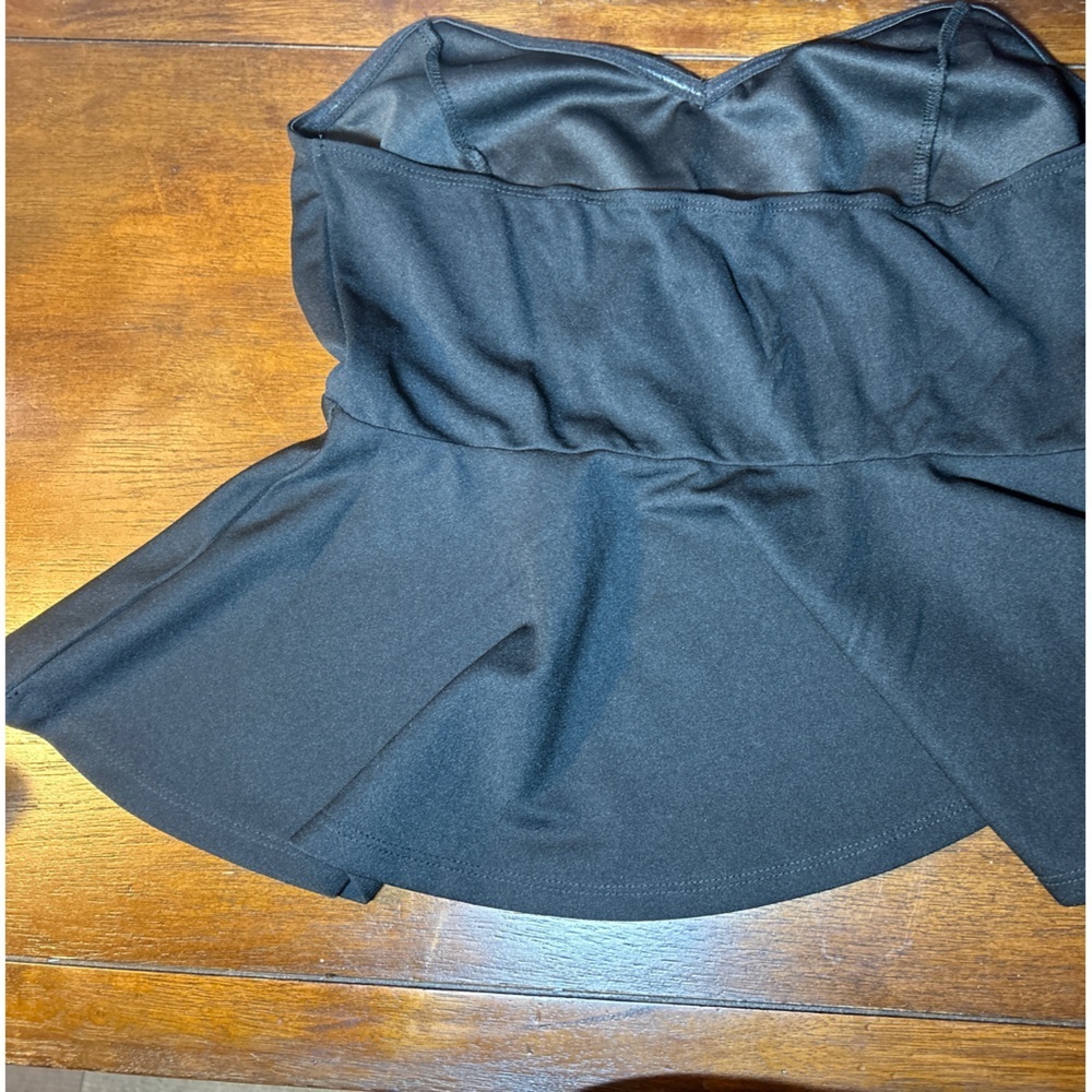 SHEIN Elegant Black Strapless Peplum Top